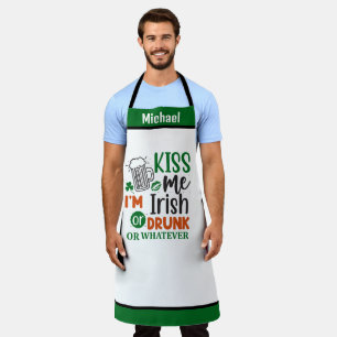 Personalisiert Name Schürze, Kiss Me I'm Irish Bet Schürze