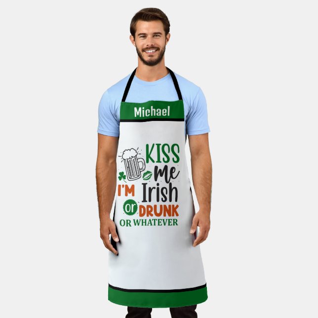 Personalisiert Name Schürze, Kiss Me I'm Irish Bet Schürze (Getragen)
