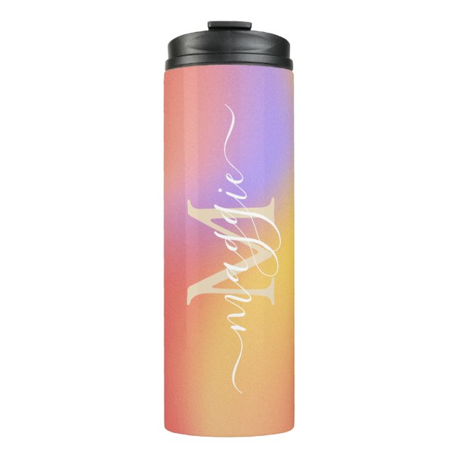 Personalisiert-Name-Script-Monogramm Thermosbecher (Vorderseite)