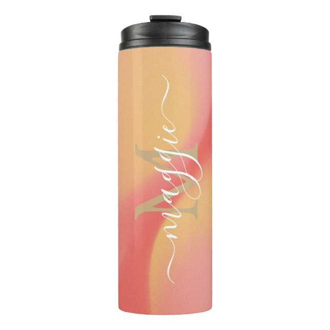 Personalisiert-Name-Script-Monogramm Thermosbecher (Vorderseite)