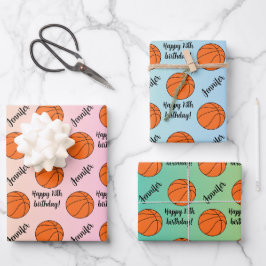 Personalisiert Name Sentiment Sport Thema Basketba Geschenkpapier Set