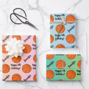 Personalisiert Name Sentiment Sport Thema Basketba Geschenkpapier Set