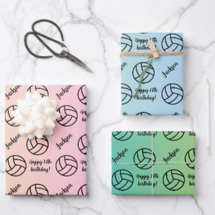 Personalisiert Name Sentiment Sport Thema Volleyba Geschenkpapier Set