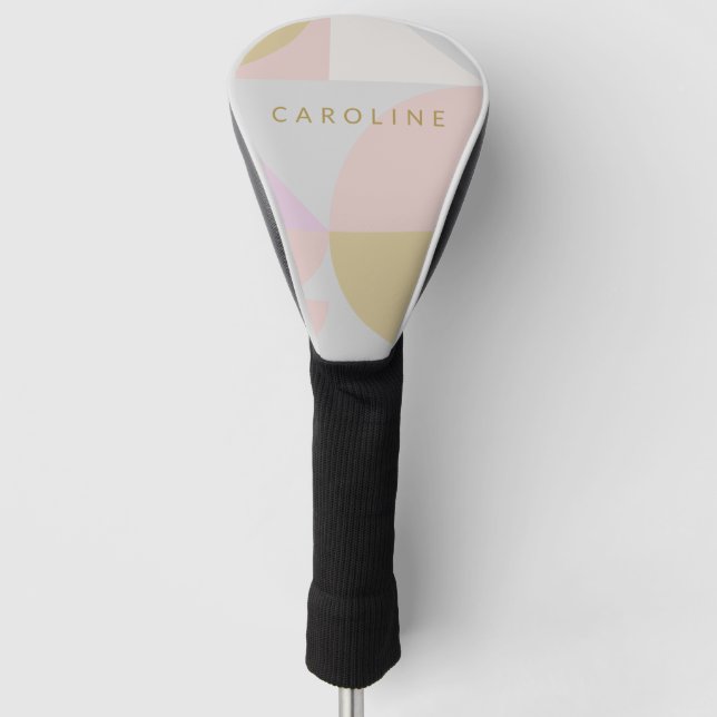Personalisiert Name Soft Pastel Geometric Golfer Golf Headcover (Vorderseite)