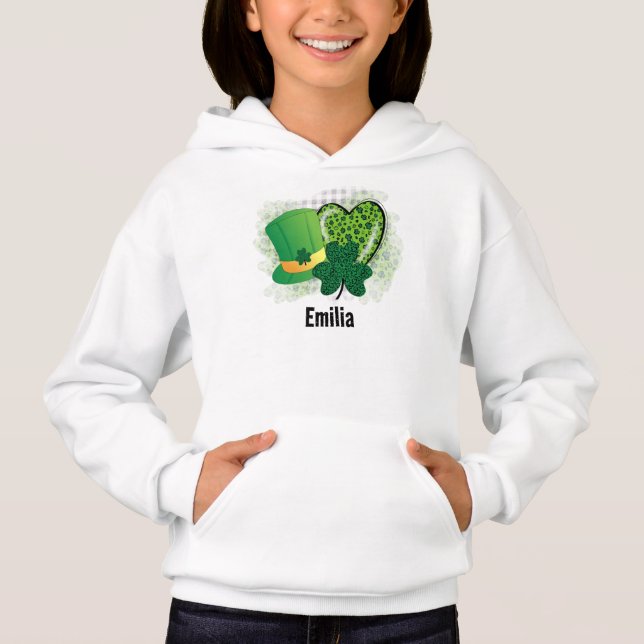 Personalisiert Name St Patricks Day Kleeblatt Clov Hoodie (Vorderseite)