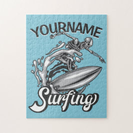Personalisiert NAME Surfer Big Wave Skeleton Surfe