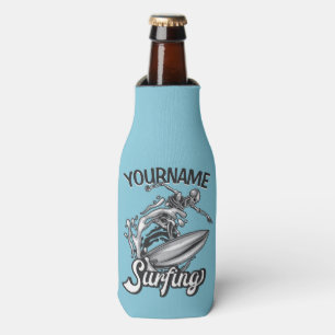 Personalisiert NAME Surfer Big Wave Skeleton Surfe Flaschenkühler