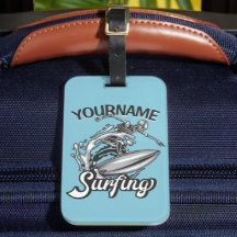 Personalisiert NAME Surfer Big Wave Skeleton Surfe