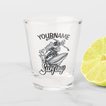 Personalisiert NAME Surfer Big Wave Skeleton Surfe