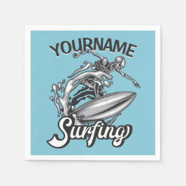 Personalisiert NAME Surfer Big Wave Skeleton Surfe Serviette