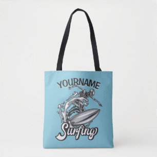 Personalisiert NAME Surfer Big Wave Skeleton Surfe Tasche