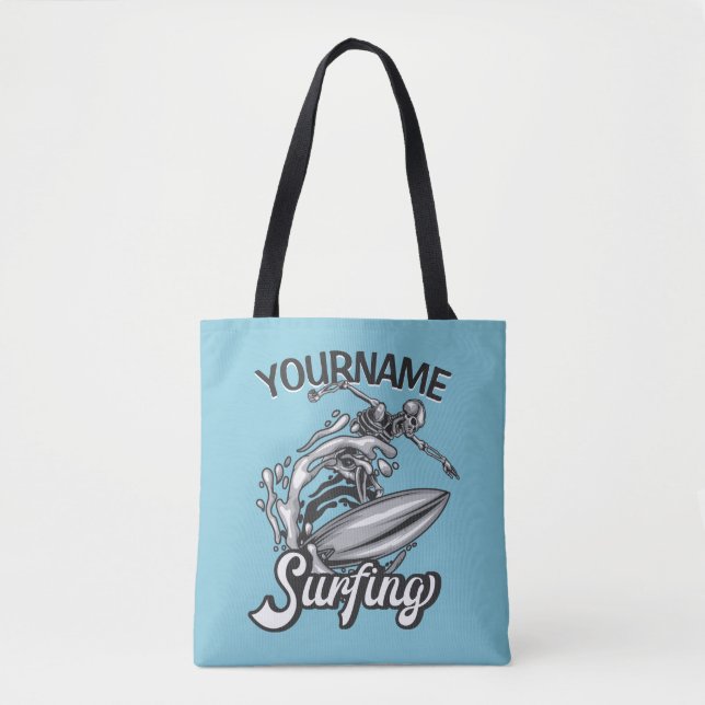 Personalisiert NAME Surfer Big Wave Skeleton Surfe Tasche (Vorderseite)
