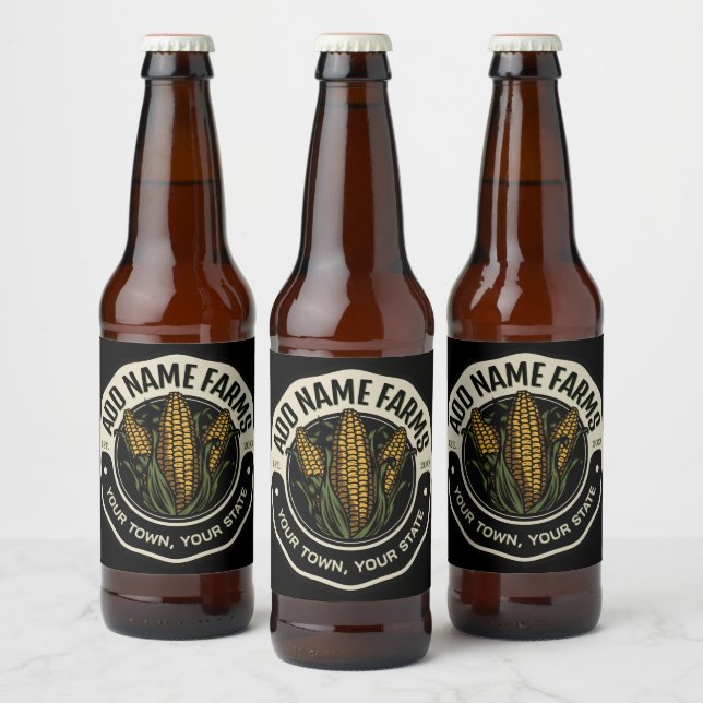 Personalisiert NAME Sweet Corn Garden Farm Bauer Bierflaschenetikett (Flaschen)