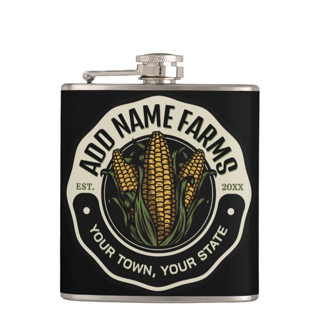 Personalisiert NAME Sweet Corn Garden Farm Bauer Flachmann (Vorderseite)