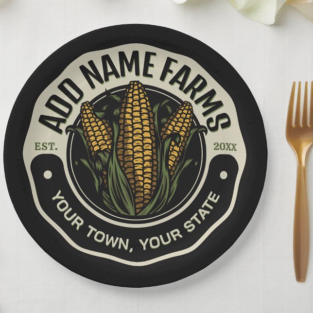 Personalisiert NAME Sweet Corn Garden Farm Bauer Pappteller (Von Creator hochgeladen)