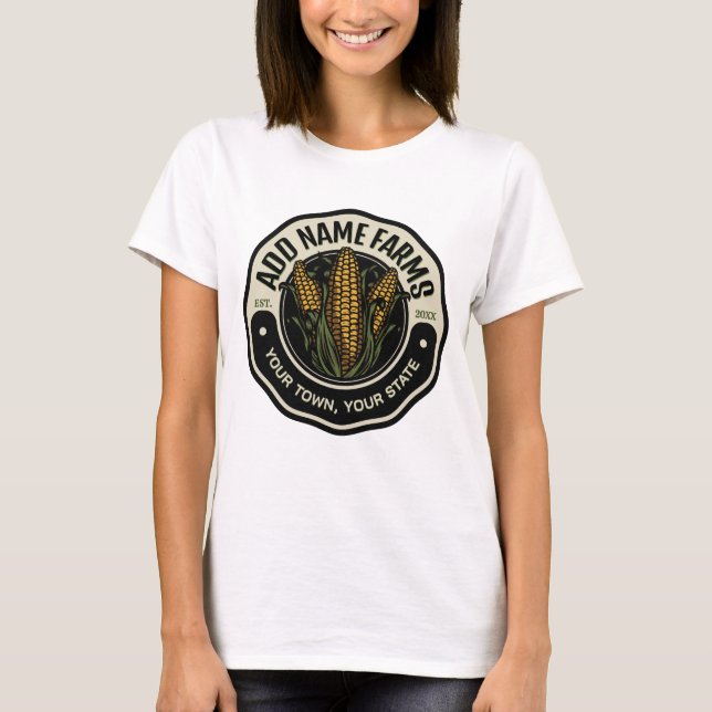 Personalisiert NAME Sweet Corn Garden Farm Bauer T-Shirt (Vorderseite)
