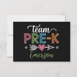 Personalisiert Name Team Pre-K Pre-School Lehrer Dankeskarte