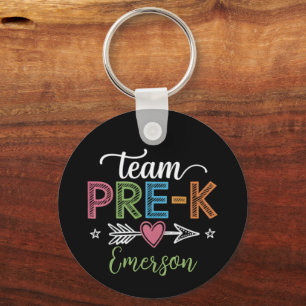 Personalisiert Name Team Pre-K Pre-School Lehrer Schlüsselanhänger