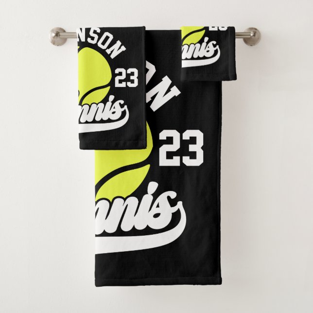 Personalisiert NAME Tennis Racket Ball Court Badhandtuch Set (Insitu)
