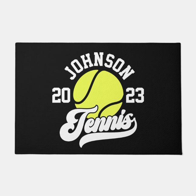 Personalisiert NAME Tennis Racket Ball Court Fußmatte (Vorderseite)