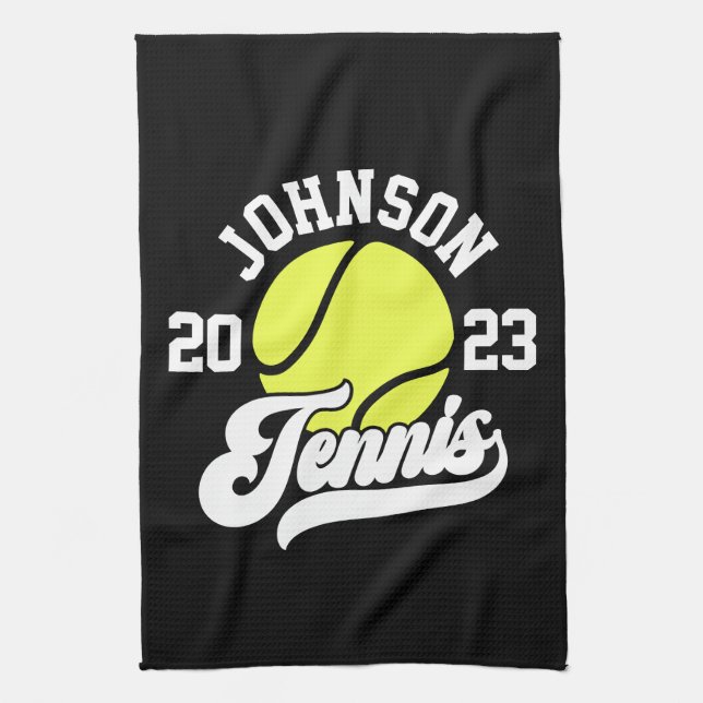 Personalisiert NAME Tennis Racket Ball Court Geschirrtuch (Vertikal)