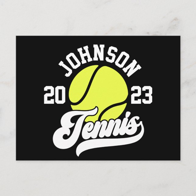 Personalisiert NAME Tennis Racket Ball Court Postkarte (Vorderseite)
