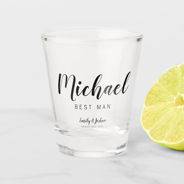 Personalisiert Name TRAUZEUGE Shotglas Schnapsglas (Vorderseite)