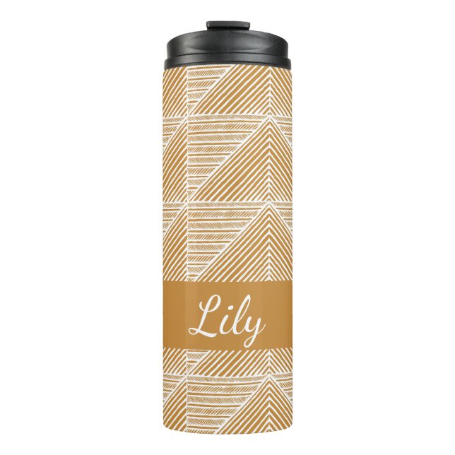 Personalisiert Name Travel Modern Boho Geometric Thermosbecher (Vorderseite)
