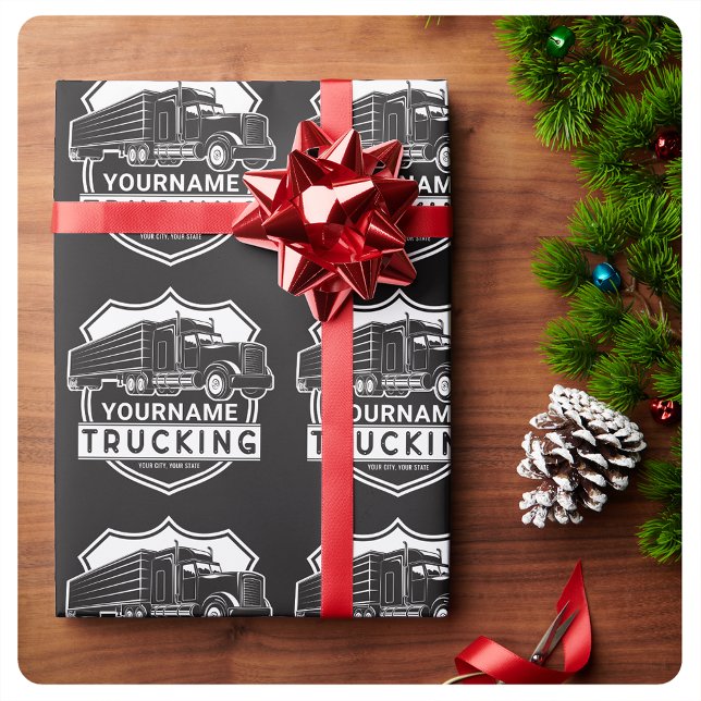 Personalisiert NAME Trucking Big Rig Semi Trucker Geschenkpapier (Von Creator hochgeladen)