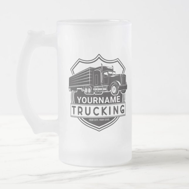 Personalisiert NAME Trucking Big Rig Semi Trucker Mattglas Bierglas (Links)