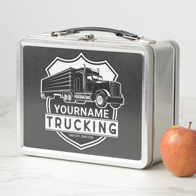 Personalisiert NAME Trucking Big Rig Semi Trucker Metall Brotdose (Beispiel)