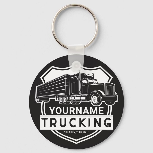 Personalisiert NAME Trucking Big Rig Semi Trucker Schlüsselanhänger (Vorderseite)
