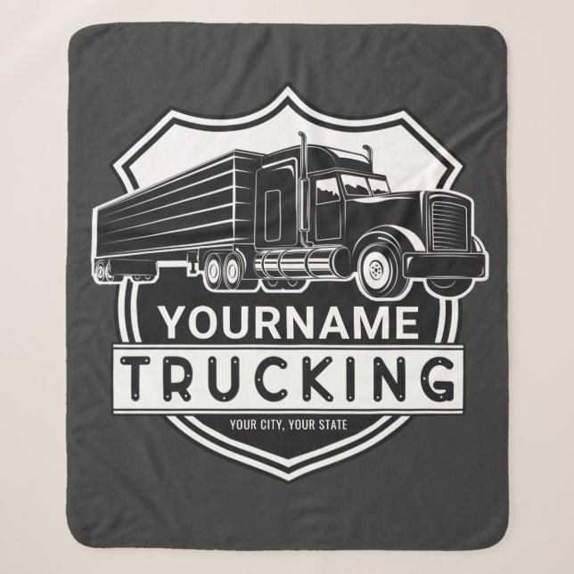 Personalisiert NAME Trucking Big Rig Semi Trucker Sherpadecke (Vorderseite)