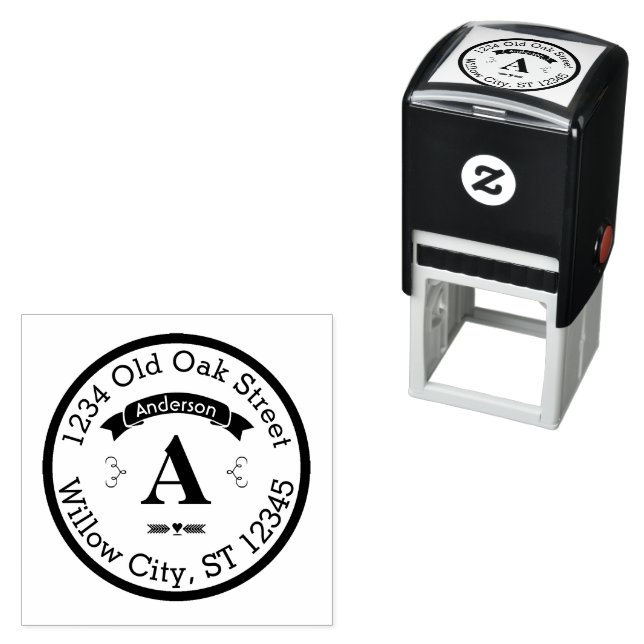 Personalisiert Name und Anschrift Monogramm Permastempel (Beispiel)