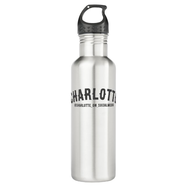 Personalisiert - Name und soziale Medien Edelstahlflasche (Vorderseite)
