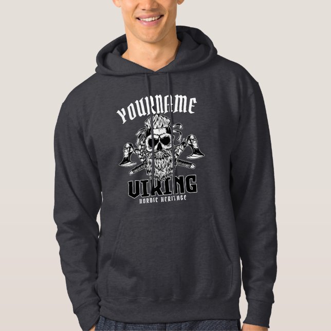 Personalisiert NAME Viking Nordic Warrior Heritage Hoodie (Vorderseite)