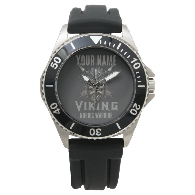 Personalisiert NAME Viking Warrior Heritage Armbanduhr (Vorderseite)