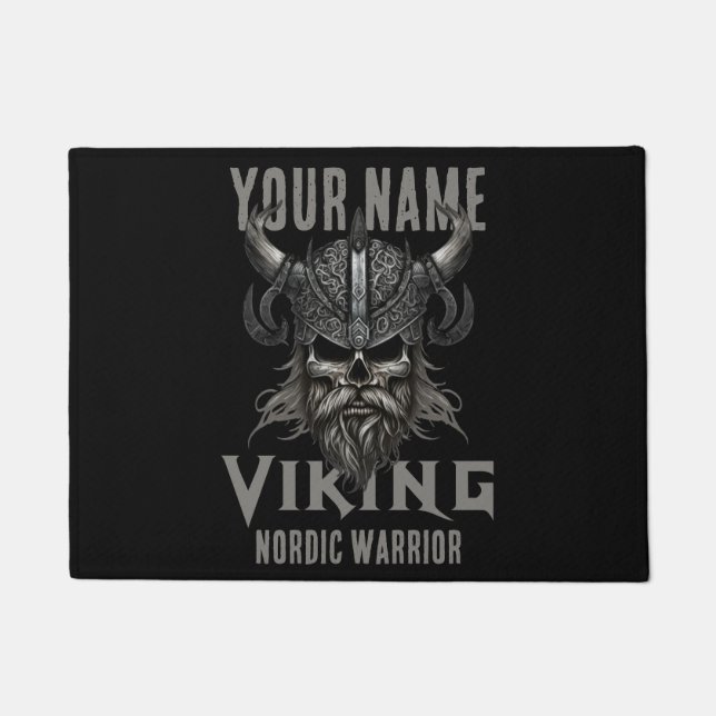 Personalisiert NAME Viking Warrior Heritage Fußmatte (Vorderseite)