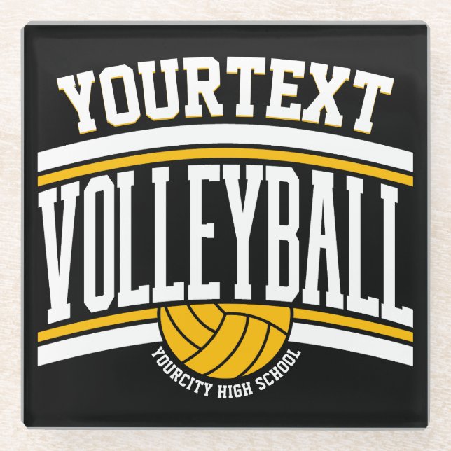 Personalisiert NAME Volleyball-Mannschaft Glasuntersetzer (Vorderseite)