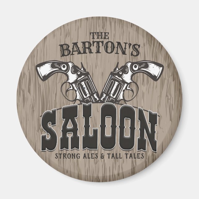 Personalisiert NAME Wild West Gun Revolver Saloon Magnet (Vorne)