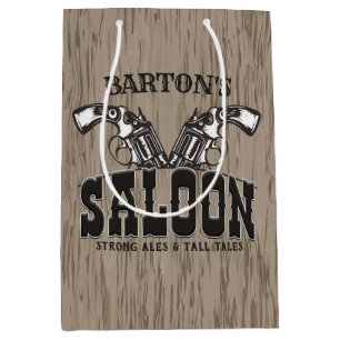 Personalisiert NAME Wild West Gun Revolver Saloon Mittlere Geschenktüte