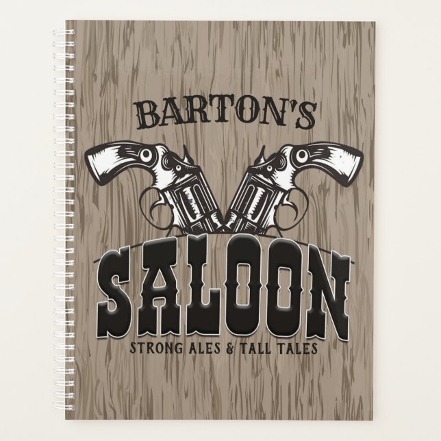 Personalisiert NAME Wild West Gun Revolver Saloon Planer (Vorderseite)