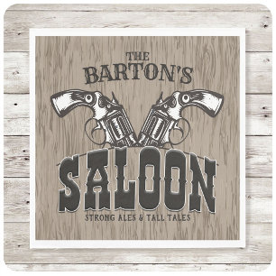Personalisiert NAME Wild West Gun Revolver Saloon Serviette