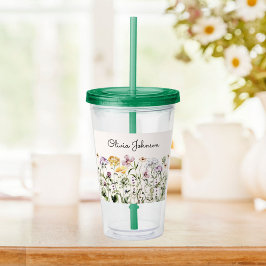 Personalisiert Name Wildblume Garten Acryltrinkbecher
