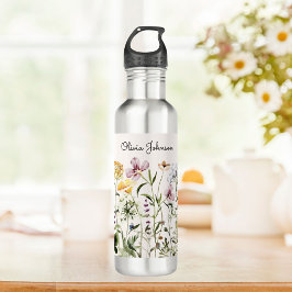 Personalisiert Name Wildblume Garten Edelstahlflasche
