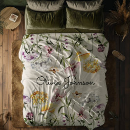 Personalisiert Name Wildblume Garten Fleecedecke