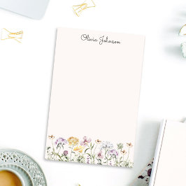 Personalisiert Name Wildblume Garten Post-it Klebezettel