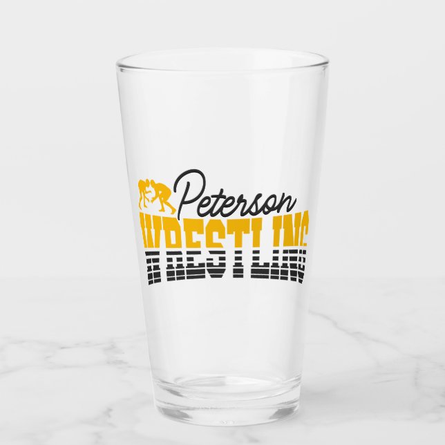 Personalisiert NAME Wrestling School Team Wrestler Glas (Vorderseite)