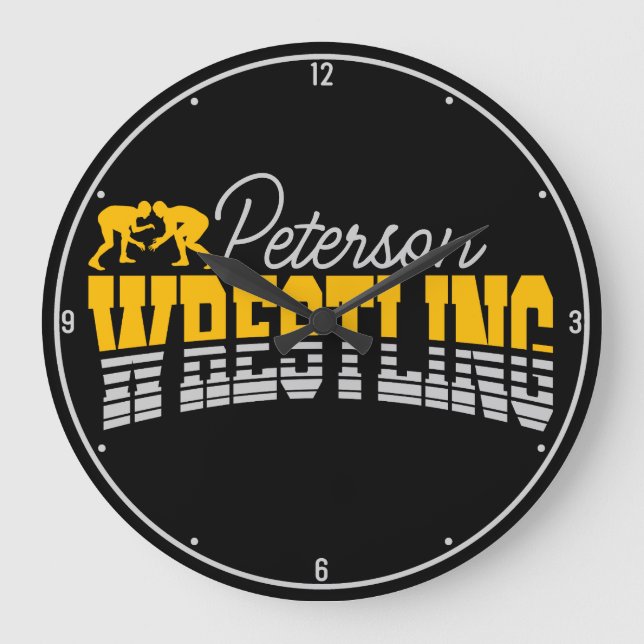 Personalisiert NAME Wrestling School Team Wrestler Große Wanduhr (Vorderseite)