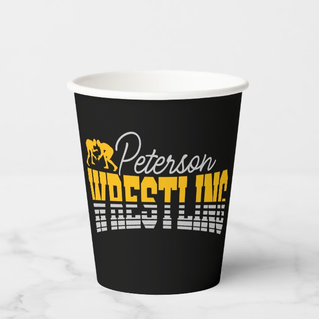 Personalisiert NAME Wrestling School Team Wrestler Pappbecher (Vorderseite)